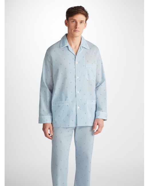 Derek Rose Blue Classic Fit Pyjamas Nelson 100 Cotton Batiste for men