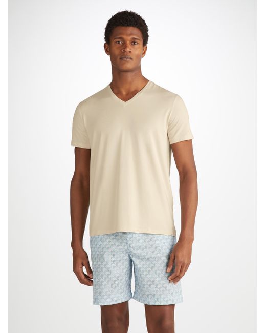 Derek Rose White V-neck T-shirt Basel Micro Modal Stretch for men