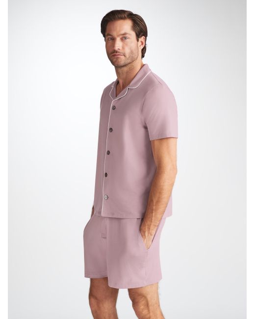 Derek Rose White Short Pyjamas Basel Micro Modal Stretch for men