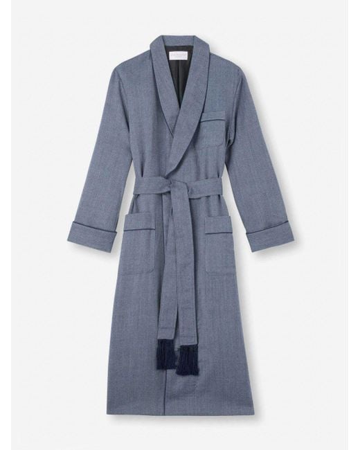 Derek Rose Blue Dressing Gown Lincoln 11 for men