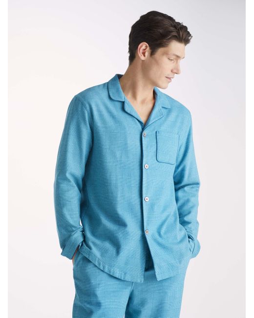 Derek Rose Blue Modern Fit Pyjamas Kelburn 34 Brushed Cotton for men