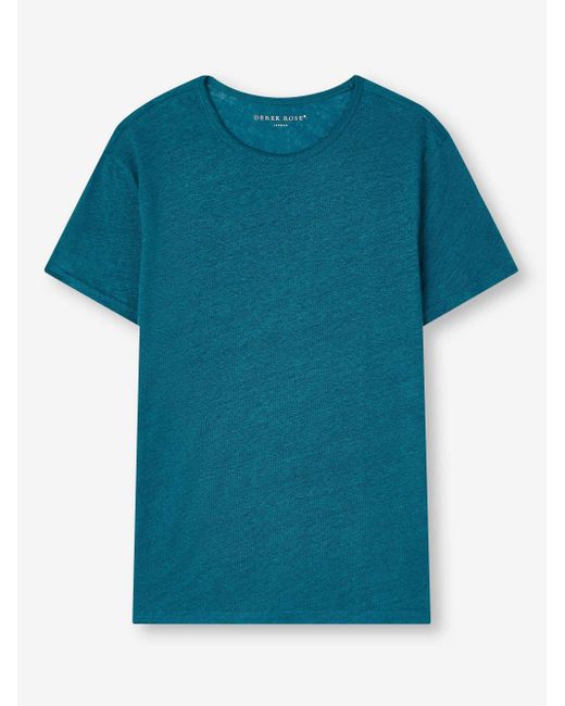 Derek Rose Blue T-shirt Jordan Linen for men