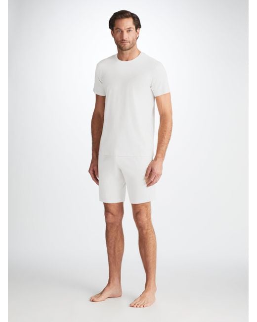 Derek Rose White Lounge Shorts Basel Micro Modal Stretch for men