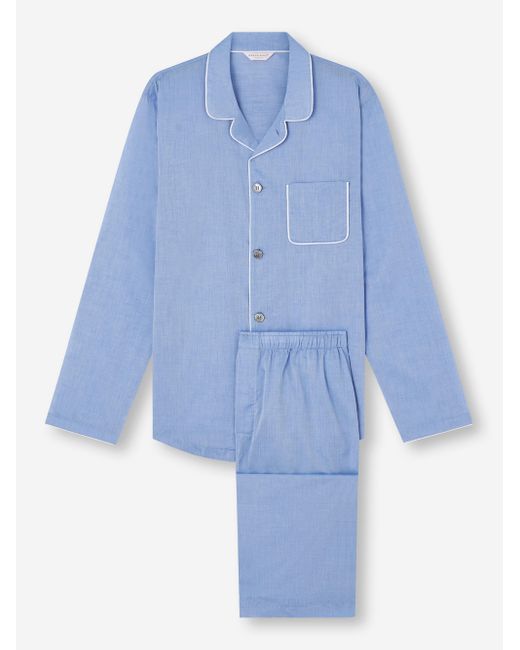 Derek Rose Blue Modern Fit Pyjamas Amalfi Cotton Batiste for men