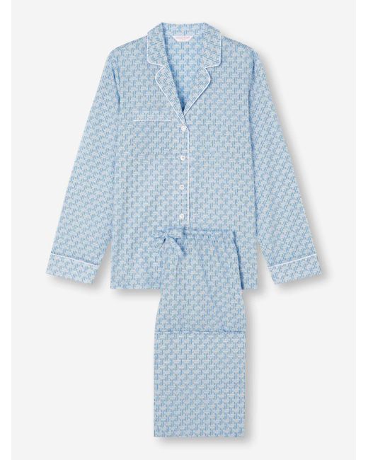Derek Rose Blue Pyjamas Ledbury 72 Cotton Batiste