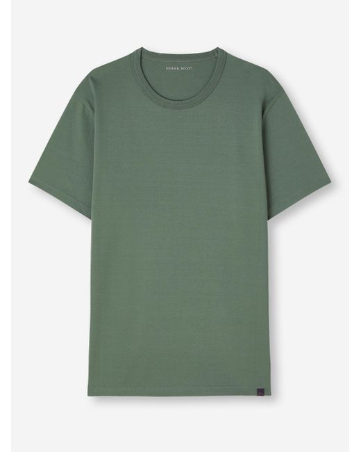 Derek Rose Green T-shirt Barny Pima Cotton for men