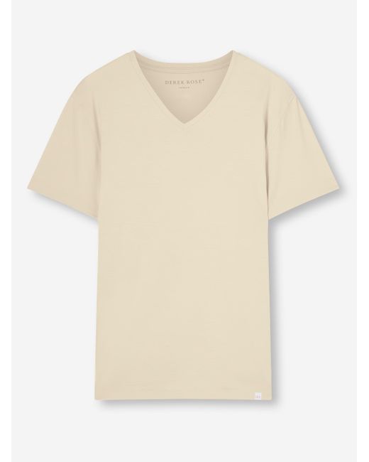 Derek Rose White V-neck T-shirt Basel Micro Modal Stretch for men