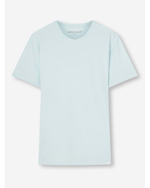 Derek Rose White T-shirt Basel Micro Modal Stretch Ice Blue for men