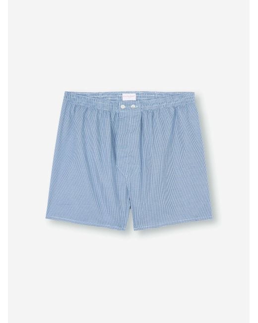 Derek Rose Blue Classic Fit Boxers Cotton Puppytooth Pattern for men