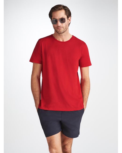 Derek Rose Red Short Sleeve T-shirt Riley 2 Pima Cotton for men