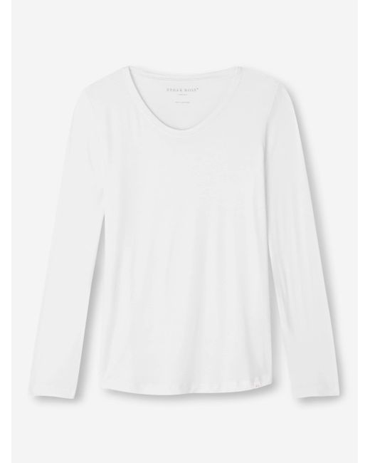 Derek Rose White Long Sleeve T-shirt Lara Micro Modal Stretch