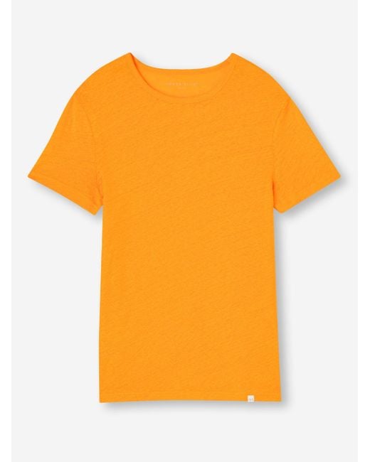 Derek Rose Orange T-shirt Jordan Linen Tangerine for men