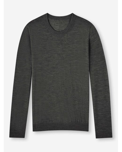 Derek Rose Black Sweater Orson Merino Wool for men