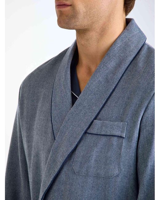 Derek Rose Blue Dressing Gown Lincoln 11 for men