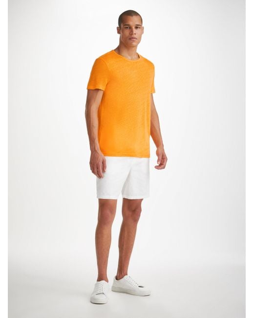 Derek Rose Orange T-shirt Jordan Linen Tangerine for men