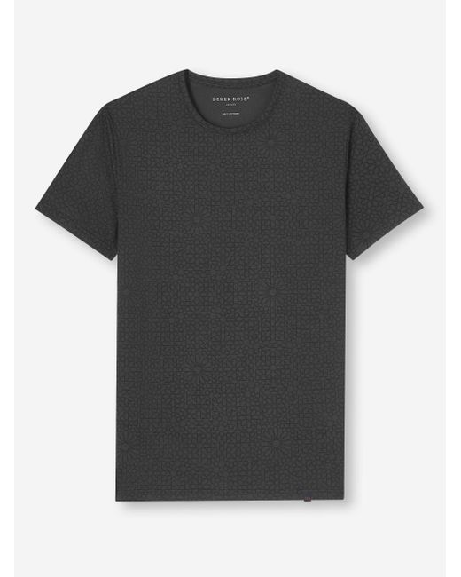 Derek Rose Black T-shirt London 12 Micro Modal for men