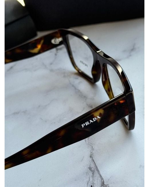 Prada Black Pr15Yv Rectangular Frames for men