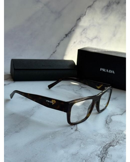 Prada Black Pr15Yv Rectangular Frames for men
