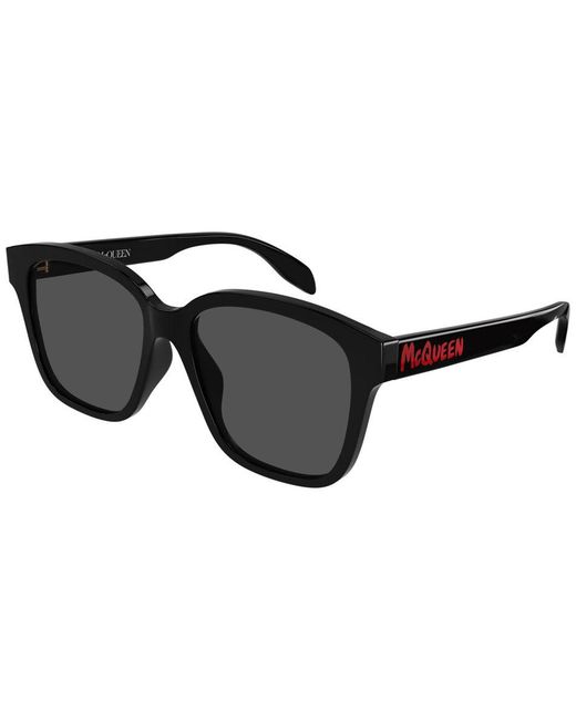 McQueen Black Am0331Sk Square Sunglasses