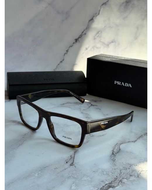 Prada Black Pr15Yv Rectangular Frames for men