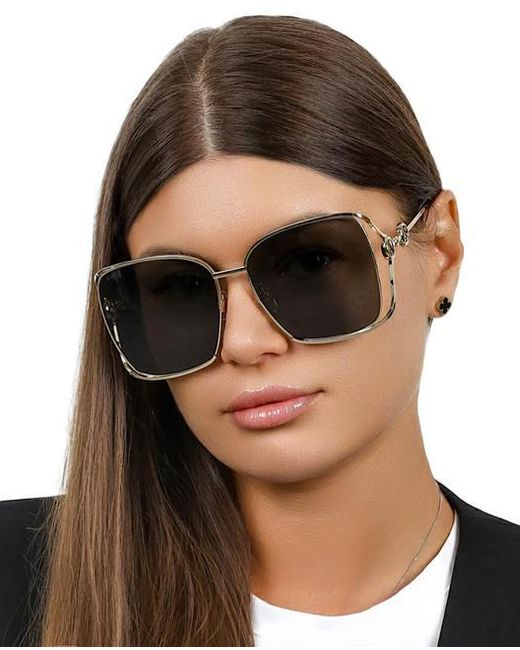 Gucci GG1020S Gold Grey Square Horsebit Sunglasses in Black Lyst
