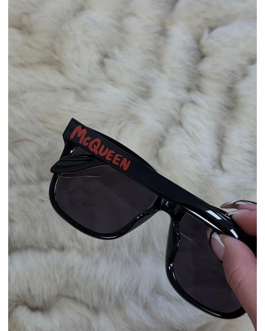 McQueen Black Am0331Sk Square Sunglasses