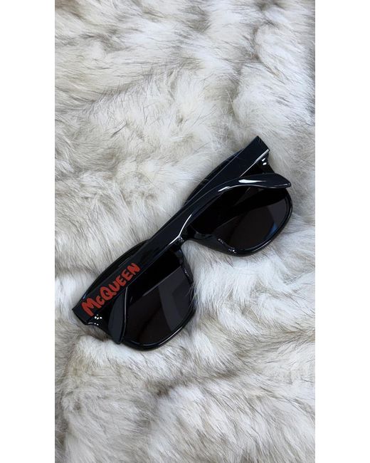 McQueen Black Am0331Sk Square Sunglasses