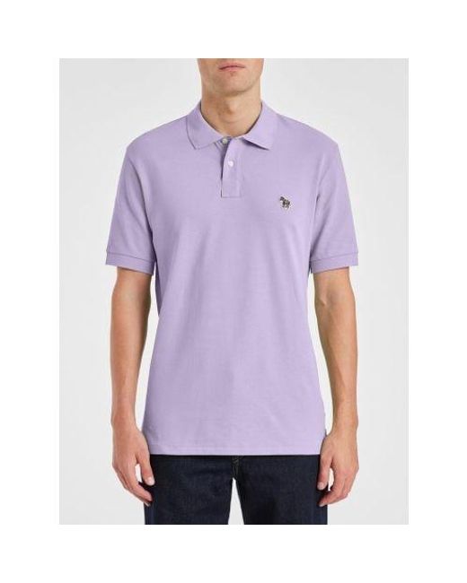 Paul Smith Purple Lilac Regular Fit Zebra Polo Shirt for men