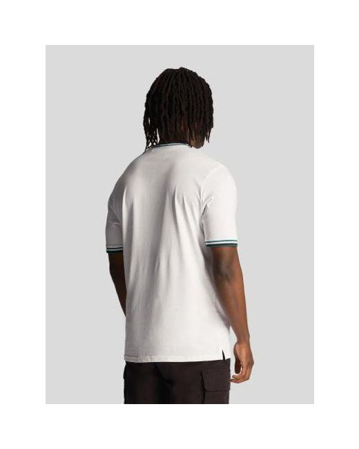 Lyle & Scott White Embroidered Tipped T-Shirt for men