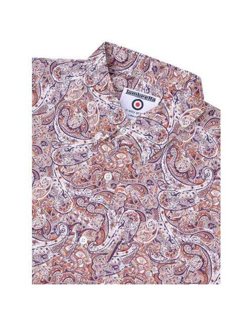 Lambretta Purple Rust Paisley Short Sleeve Shirt for men