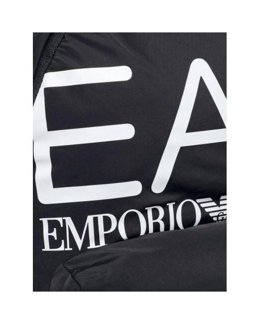 EA7 Black Logo Backpack for men