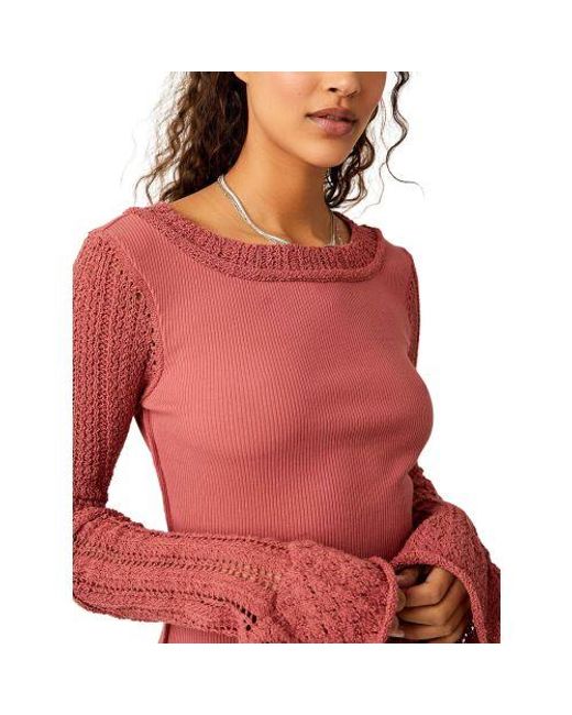Free People Red Mauve Cuffing Season Top