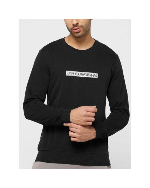 Emporio Armani Black Crew Neck Sweatshirt for men