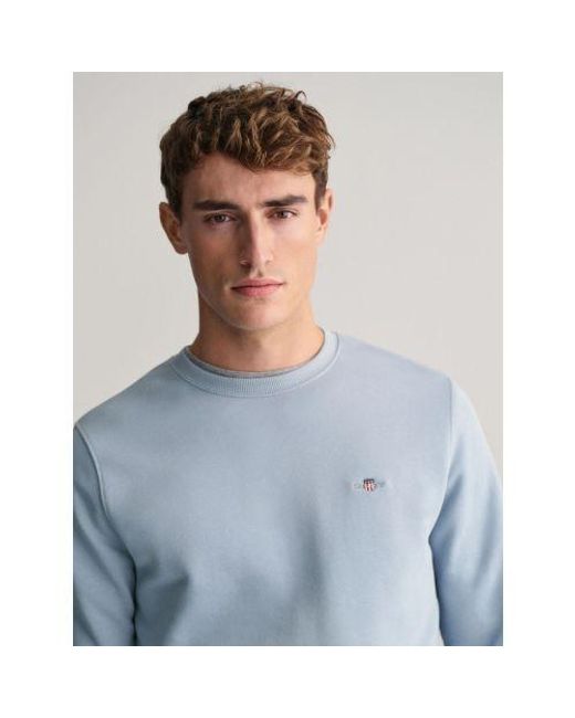 Gant Blue Dove Regular Fit Shield Logo Crew Neck Sweatshirt for men
