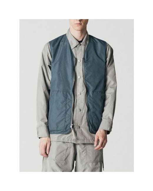 Taion Blue Dark Sage Reversible Military Gilet for men