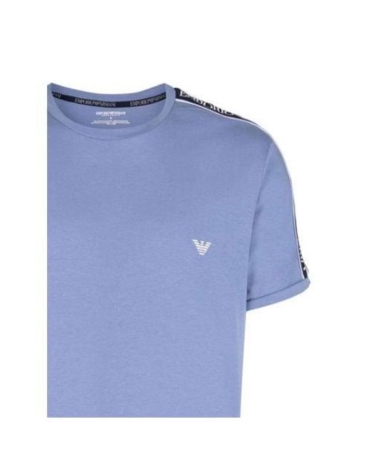 Emporio Armani Blue Oxford Crew Neck T-Shirt for men