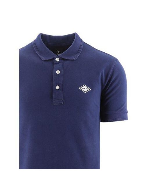 Replay Blue Cotton Polo Shirt for men