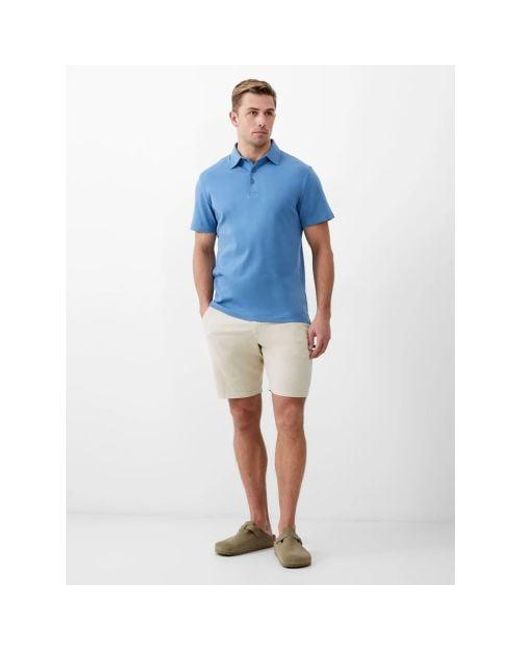 French Connection Blue Steel Button Placket Polo Shirt for men
