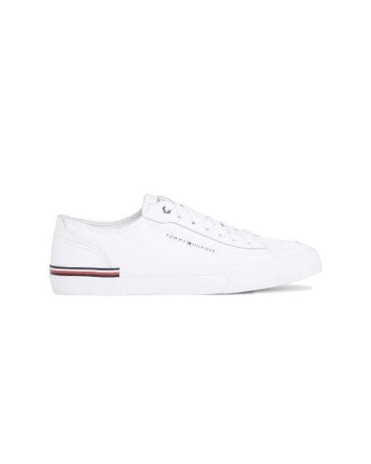 Tommy Hilfiger White Corporate Vulcan Leather Trainer for men
