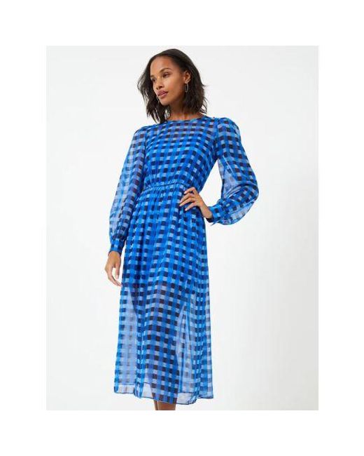 French Connection Blue Marine Edeline Hallie Crinkle Midi Dress