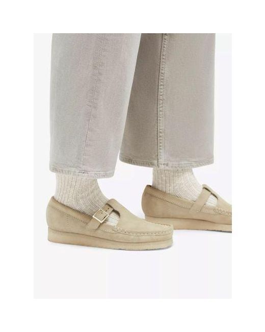Clarks White Maple Wallabee T Bar Shoe