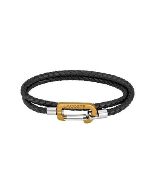 Lacoste Black Leather Matt Bracelet for men