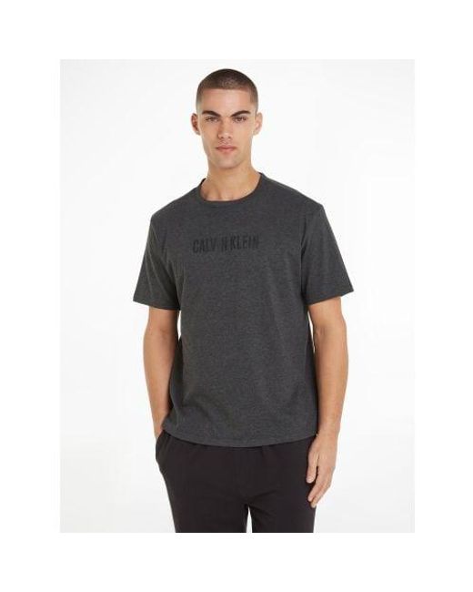 Calvin Klein Black Charocal Heather Intense Power Lounge T-Shirt for men