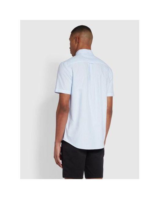 Farah White Sky Brewer Striped Shirt for men