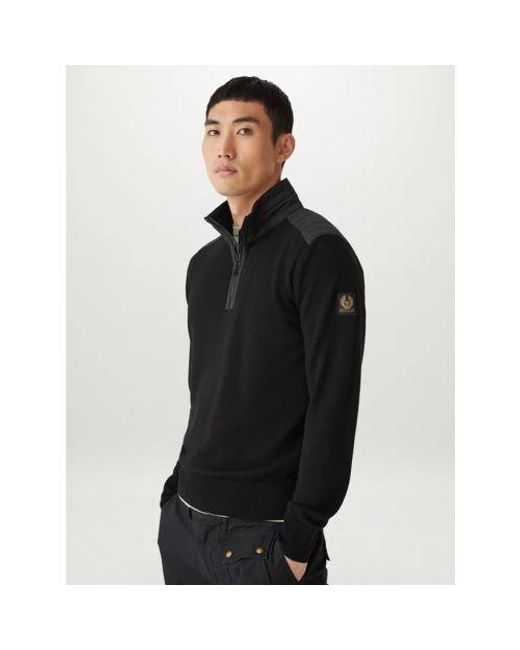 Belstaff Black Kilmington Quarter Zip Jumper for men