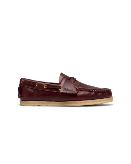 Clarks Red Tan Godney Boat Shoe for men