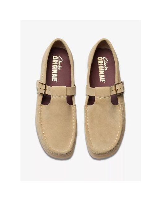 Clarks White Maple Wallabee T Bar Shoe