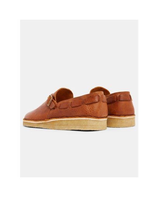 Yogi Footwear Brown Chestnut Corso Leather Buckle Monk Shoe for men
