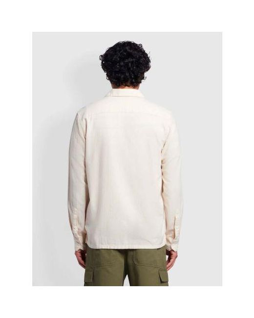 Farah White Cream Campbell Overshirt for men