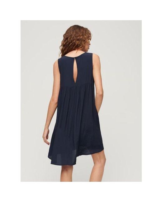 Superdry Blue Eclipse Volume Sleeveless Dress